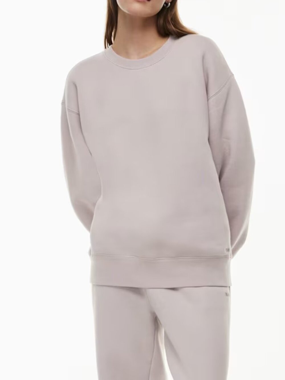 Aritzia TNA Cozy Bubble Fleece Sweat Pants & Crew Neck Set - Pale Lilac - Medium